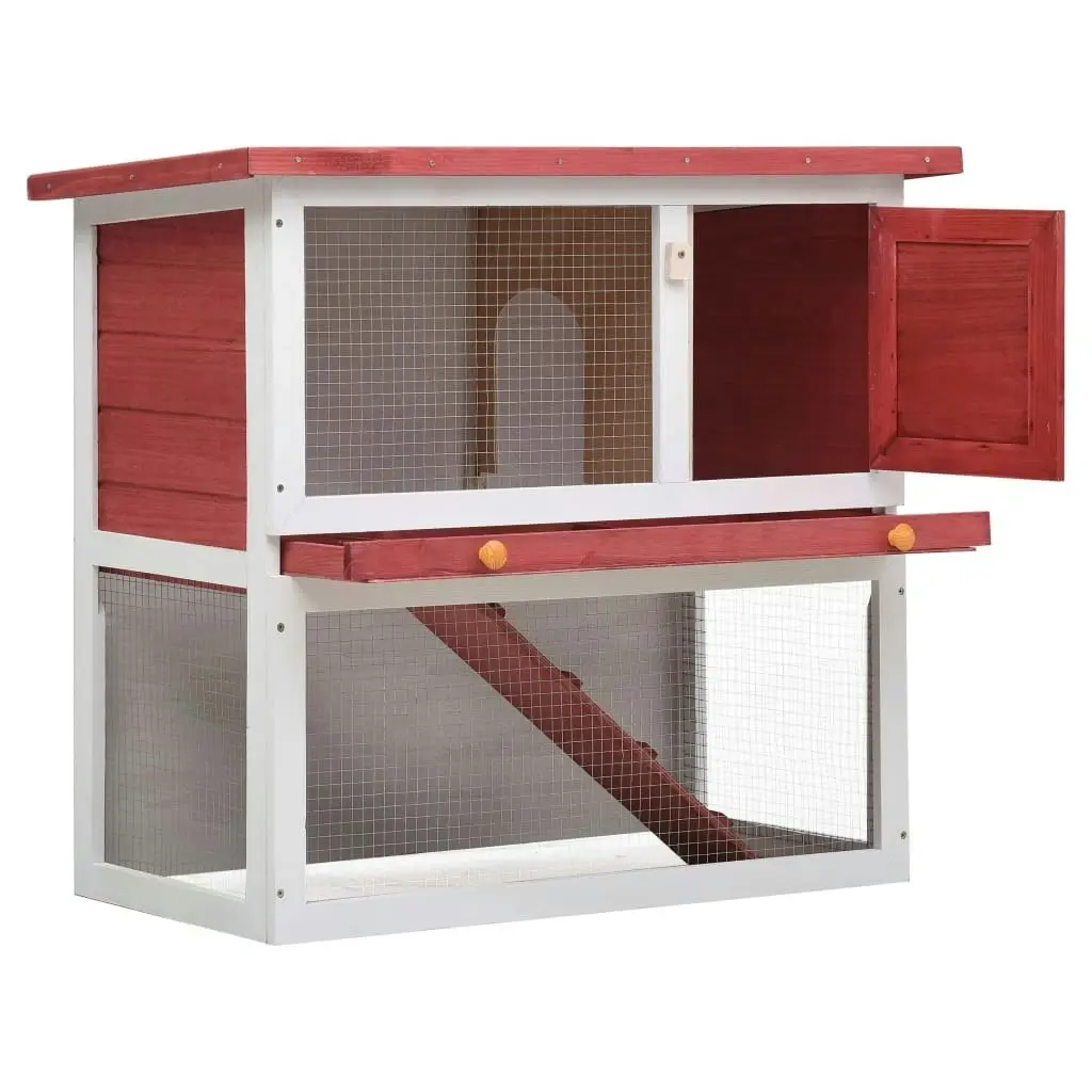 Outdoor Rabbit Hutch 1 Door Red Wood 170833