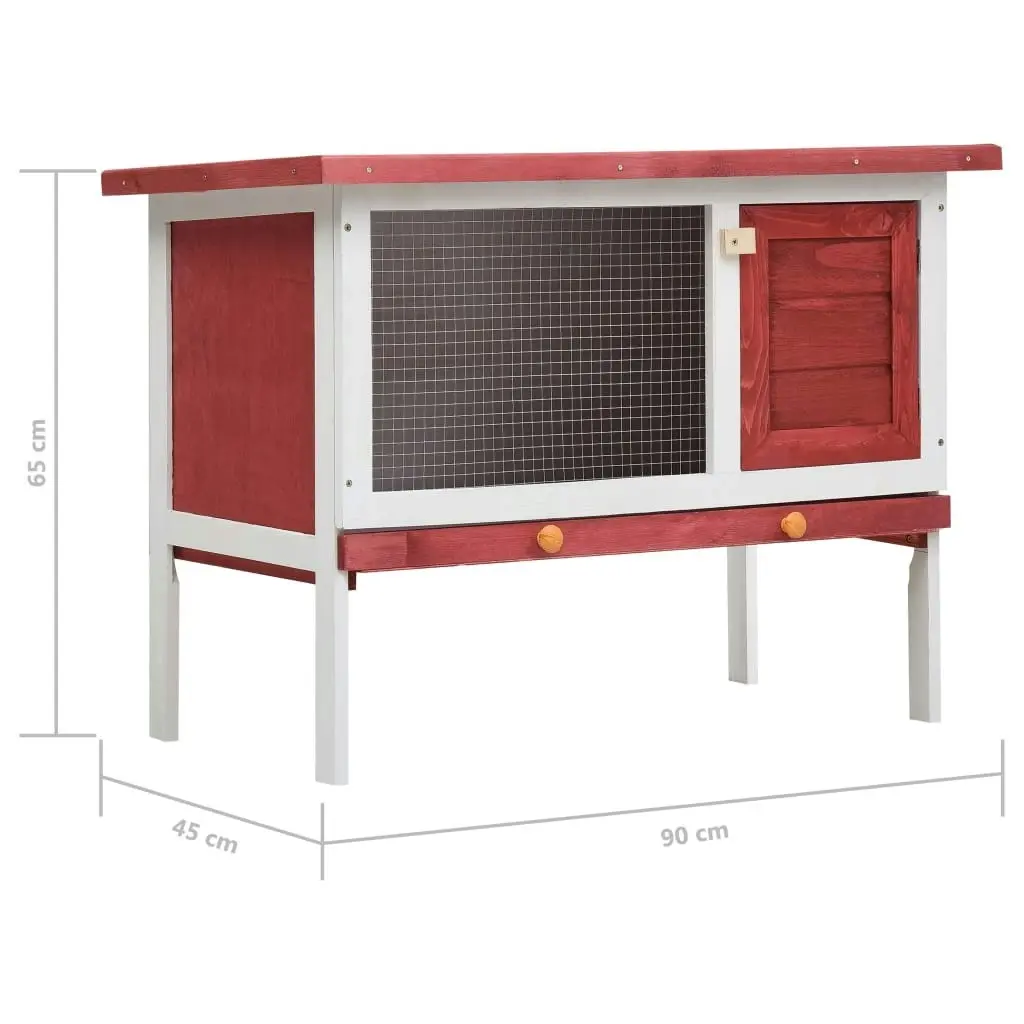 Outdoor Rabbit Hutch 1 Layer Red Wood 170830