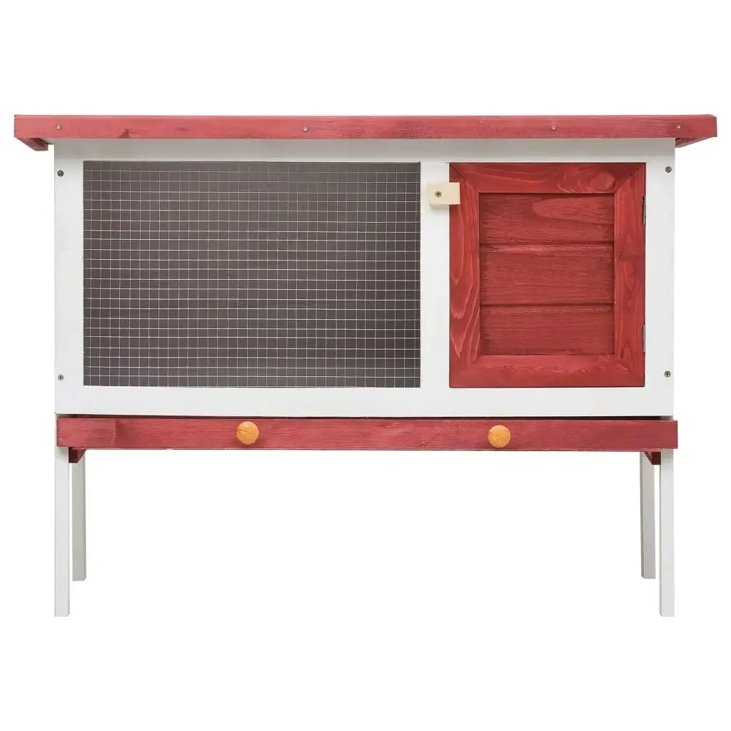 Outdoor Rabbit Hutch 1 Layer Red Wood 170830