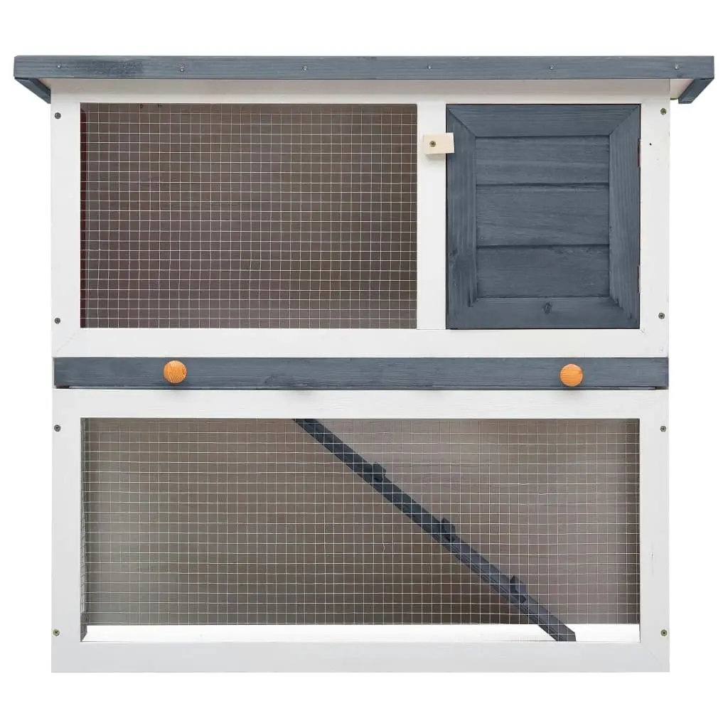 Outdoor Rabbit Hutch 1 Door Grey Wood 170831