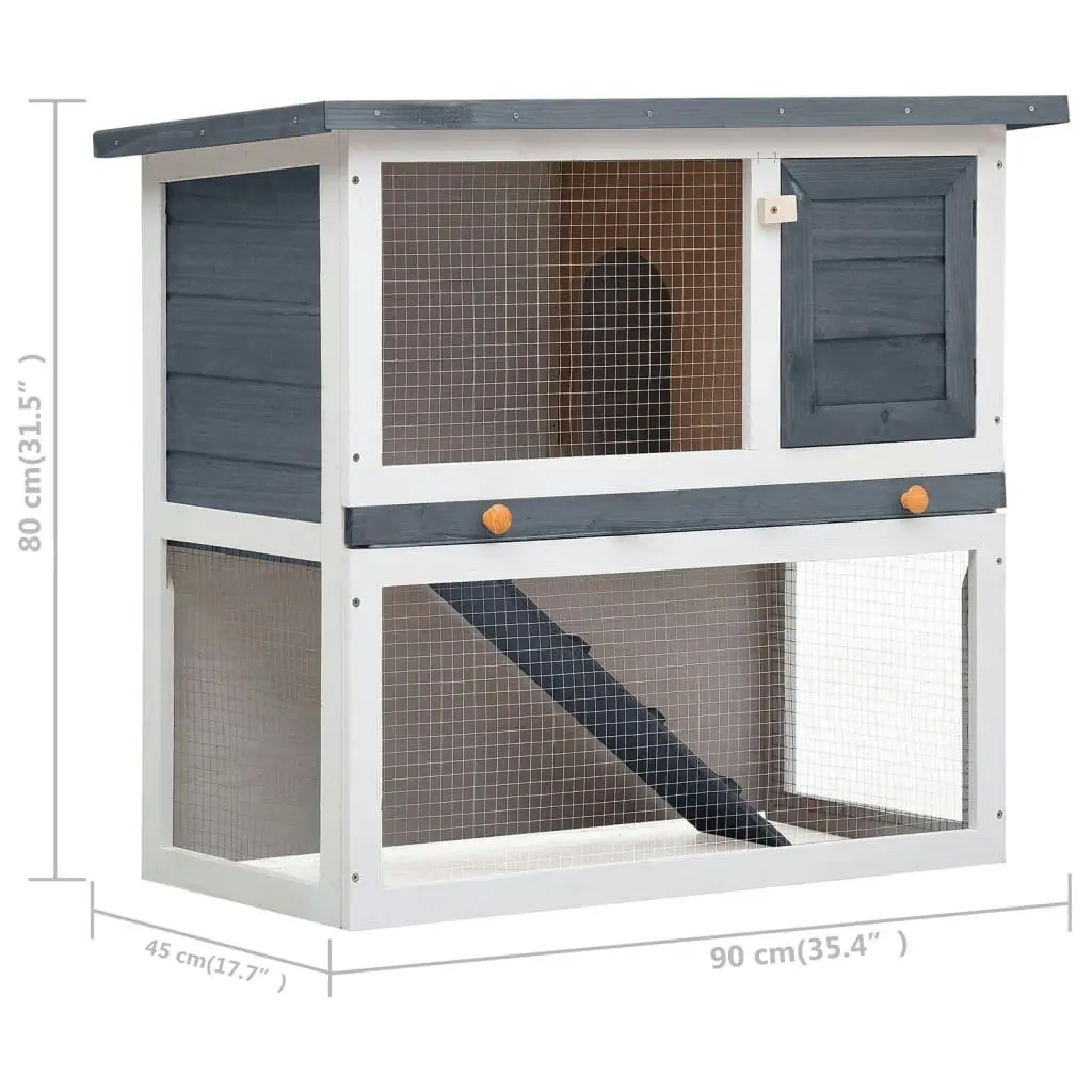 Outdoor Rabbit Hutch 1 Door Grey Wood 170831