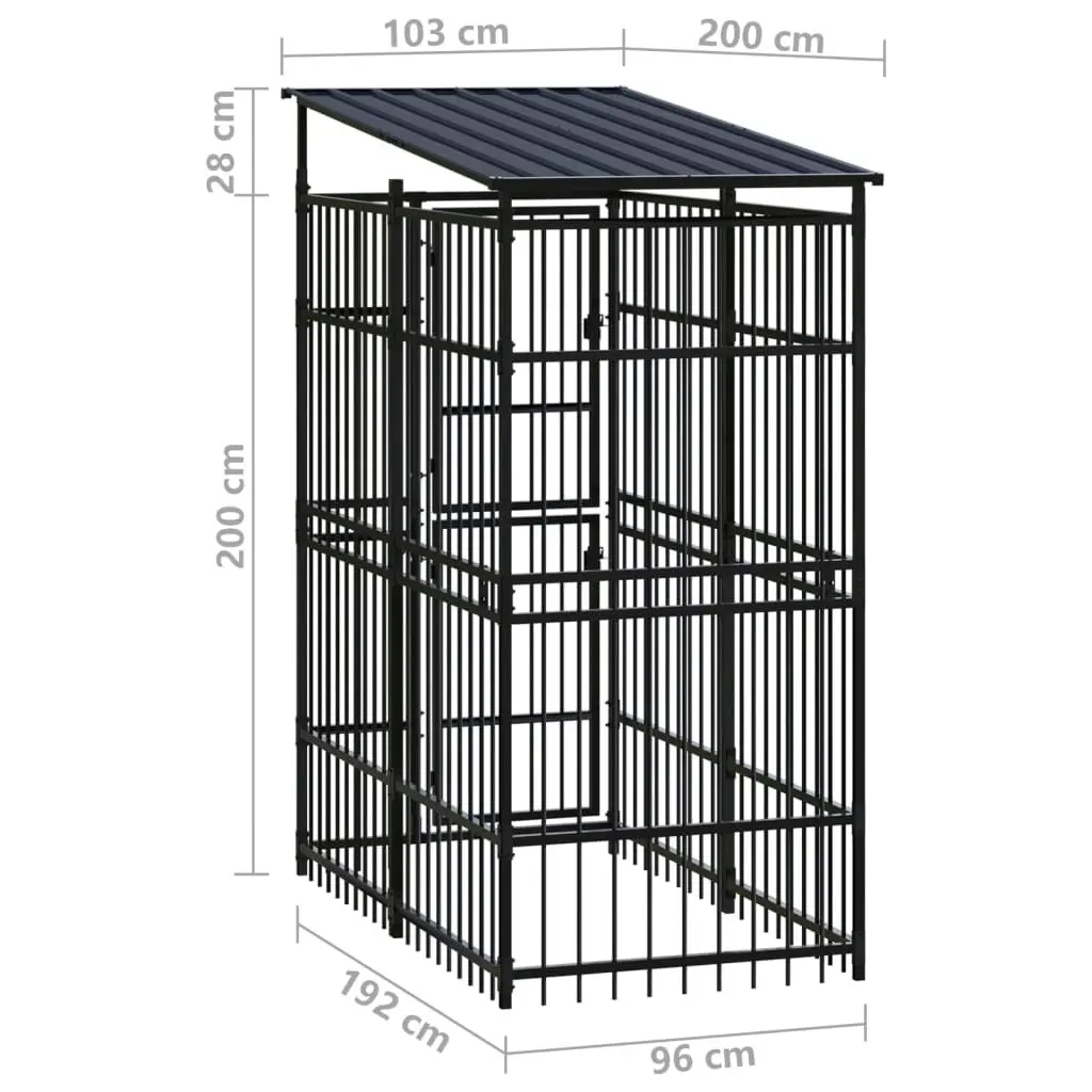 Outdoor Dog Kennel with Roof Steel 1.84 mÂ² 3097946