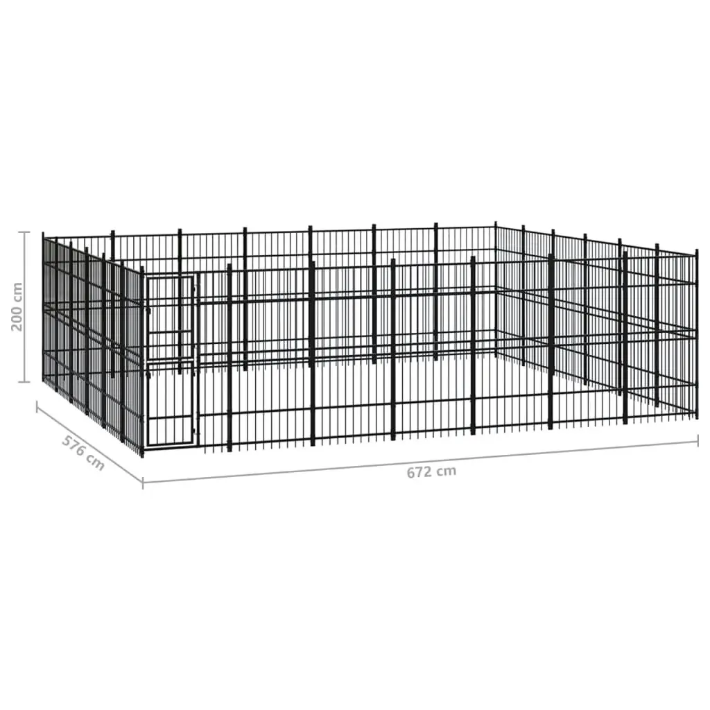 Outdoor Dog Kennel Steel 38.71 mÂ² 3097996