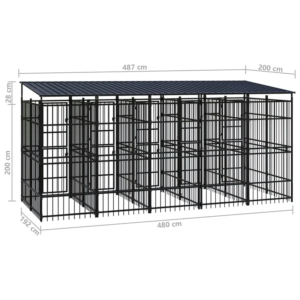 Outdoor Dog Kennel with Roof Steel 9.22 mÂ² 3097950