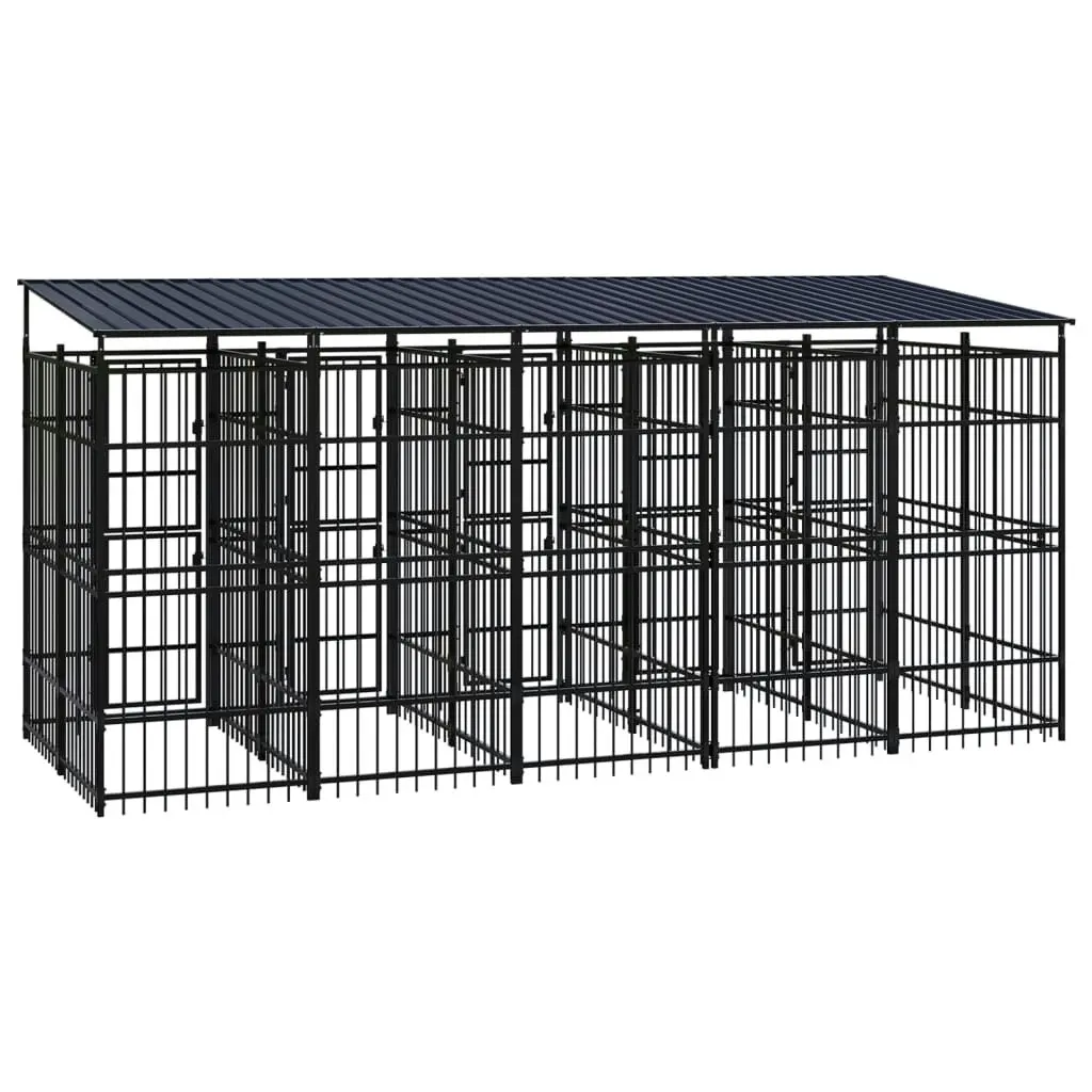 Outdoor Dog Kennel with Roof Steel 9.22 mÂ² 3097950