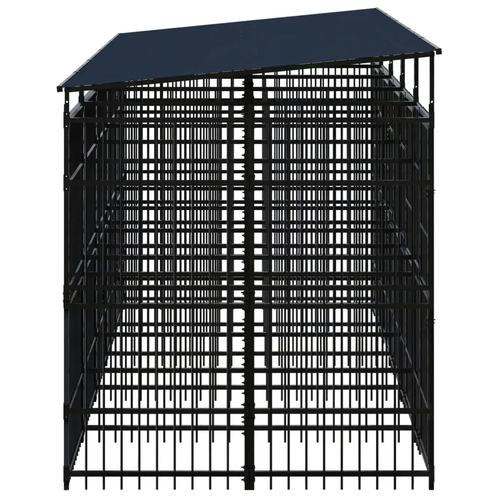 Outdoor Dog Kennel with Roof Steel 9.22 mÂ² 3097950