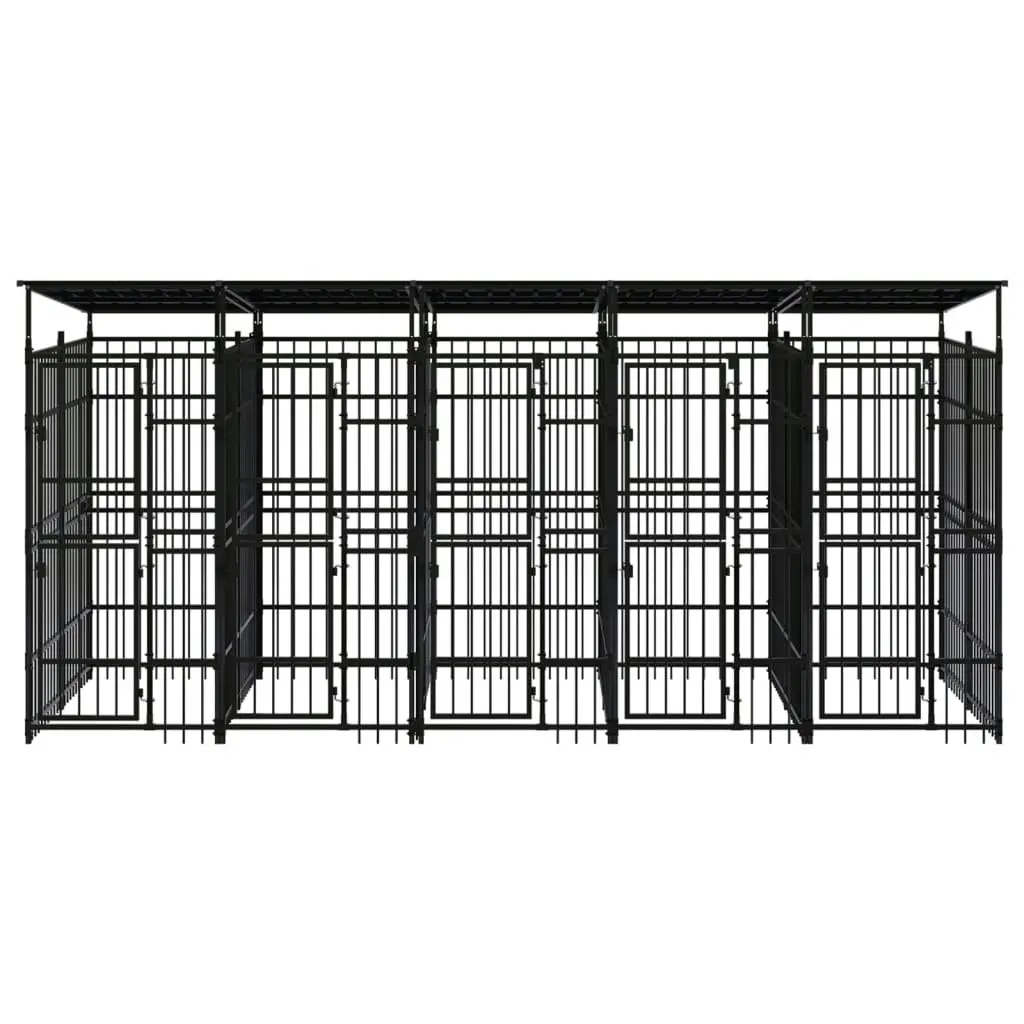 Outdoor Dog Kennel with Roof Steel 9.22 mÂ² 3097950