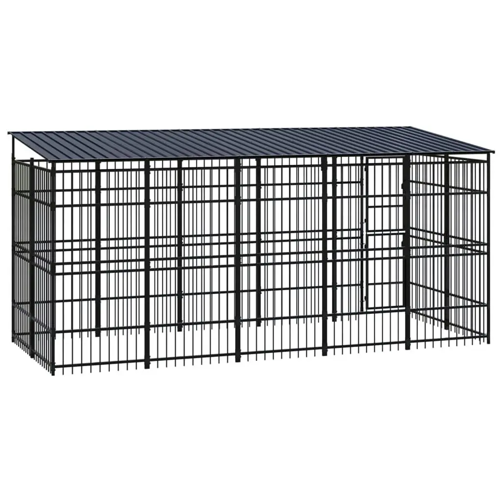 Outdoor Dog Kennel with Roof Steel 9.22 mÂ² 3097968