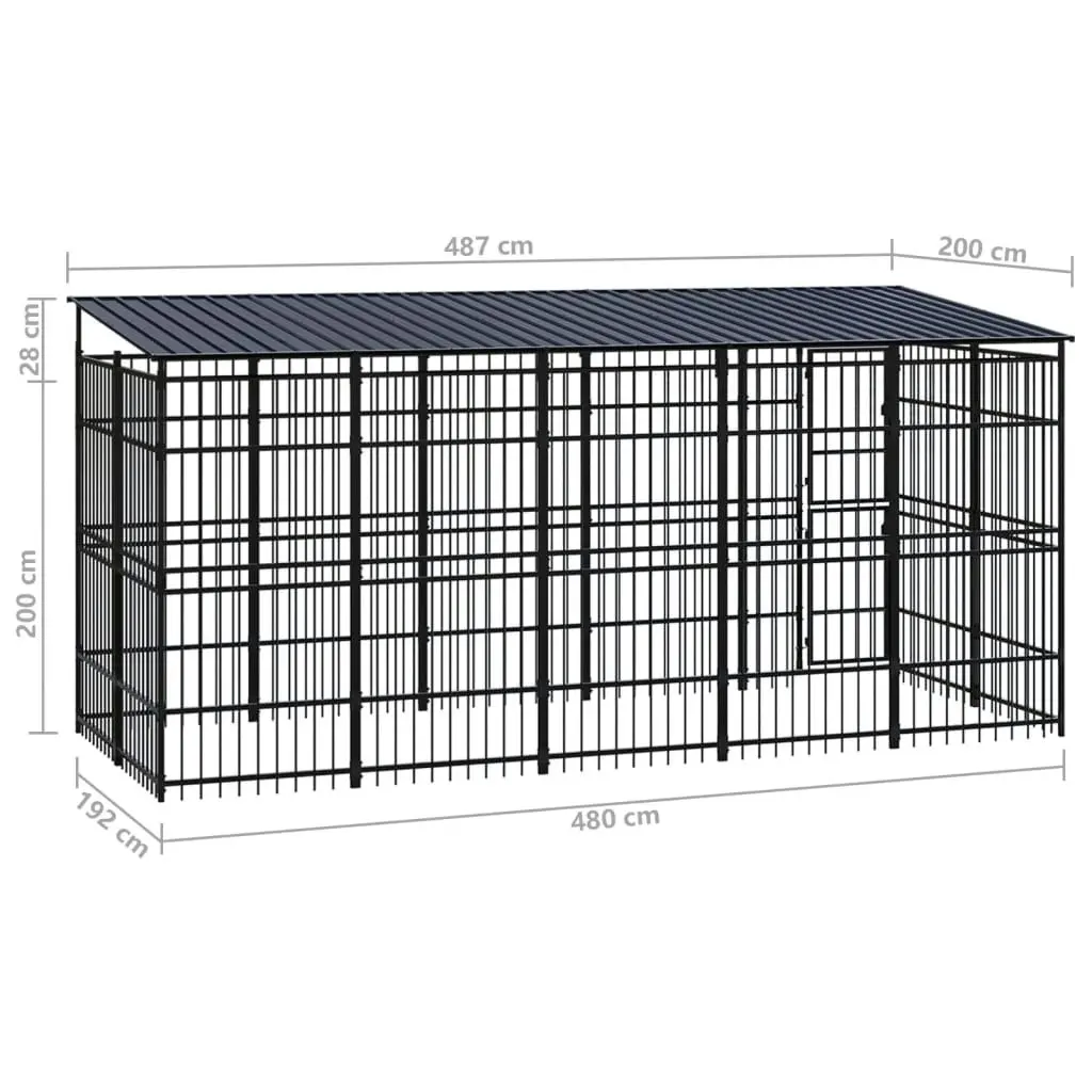 Outdoor Dog Kennel with Roof Steel 9.22 mÂ² 3097968