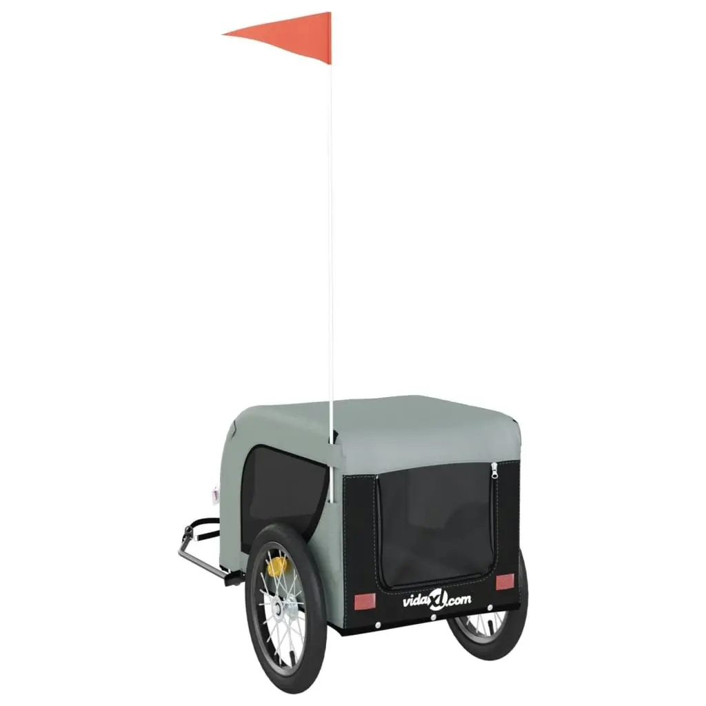 Pet Bike Trailer Grey and Black Oxford Fabric and Iron 94000