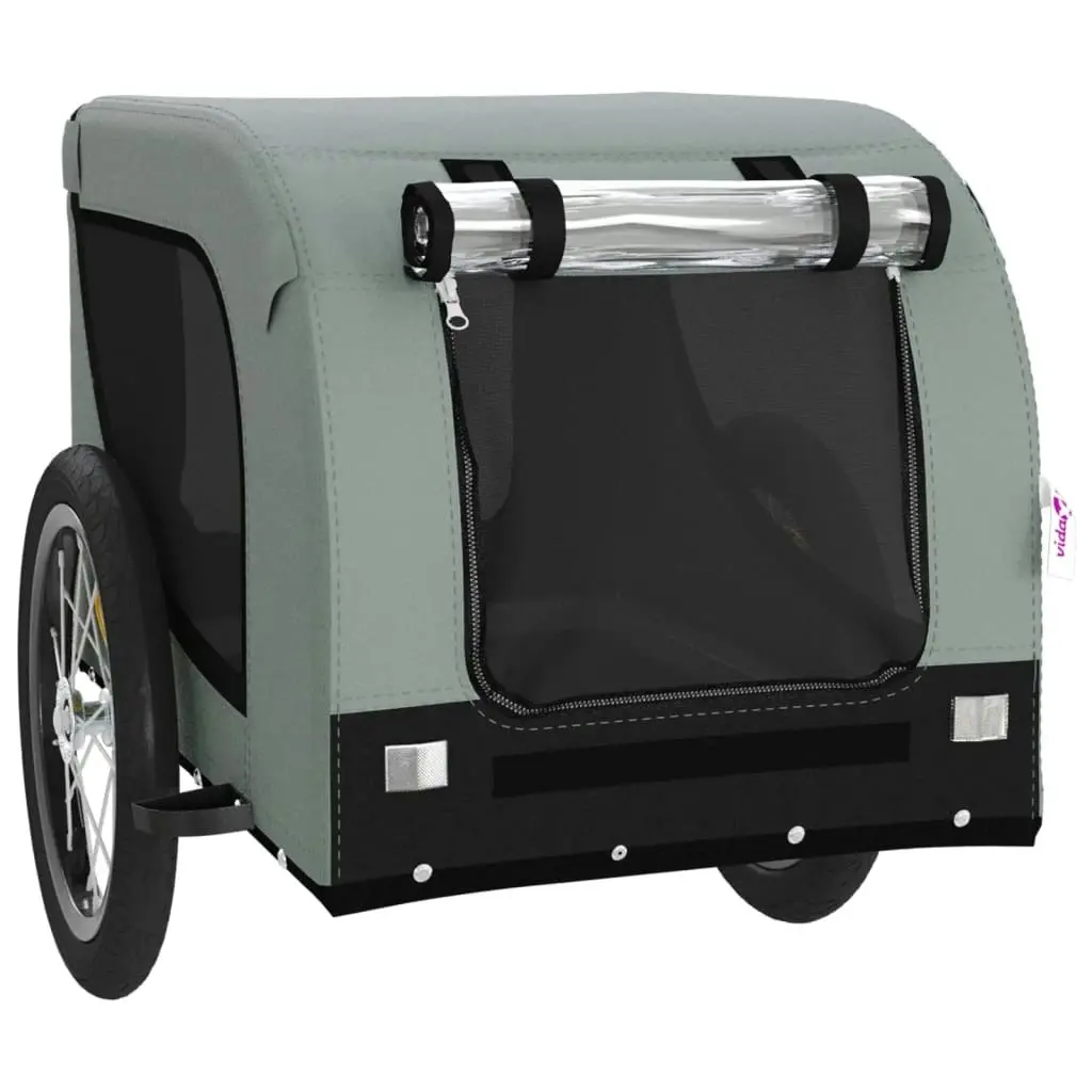 Pet Bike Trailer Grey and Black Oxford Fabric and Iron 94000