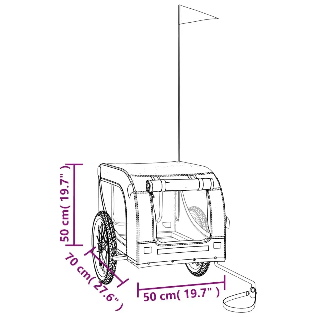 Pet Bike Trailer Grey and Black Oxford Fabric and Iron 94000