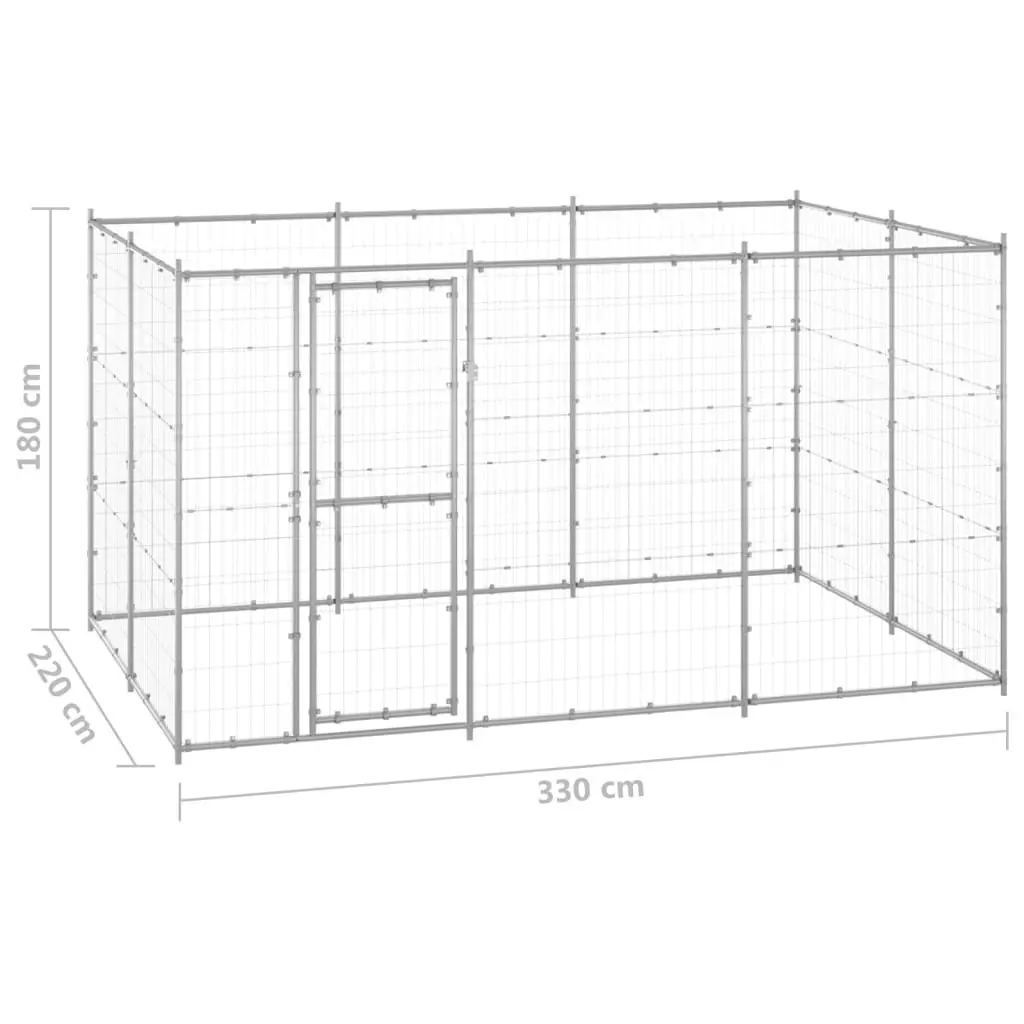 Outdoor Dog Kennel Galvanised Steel 7.26 mÂ² 3082308