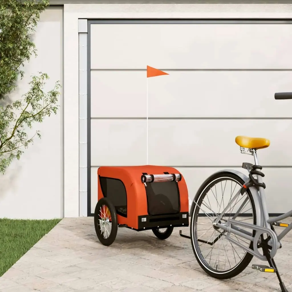 Pet Bike Trailer Orange and Black Oxford Fabric and Iron 93998