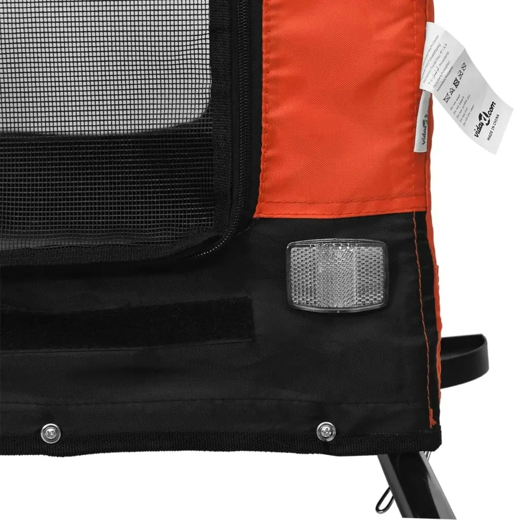 Pet Bike Trailer Orange and Black Oxford Fabric and Iron 93998