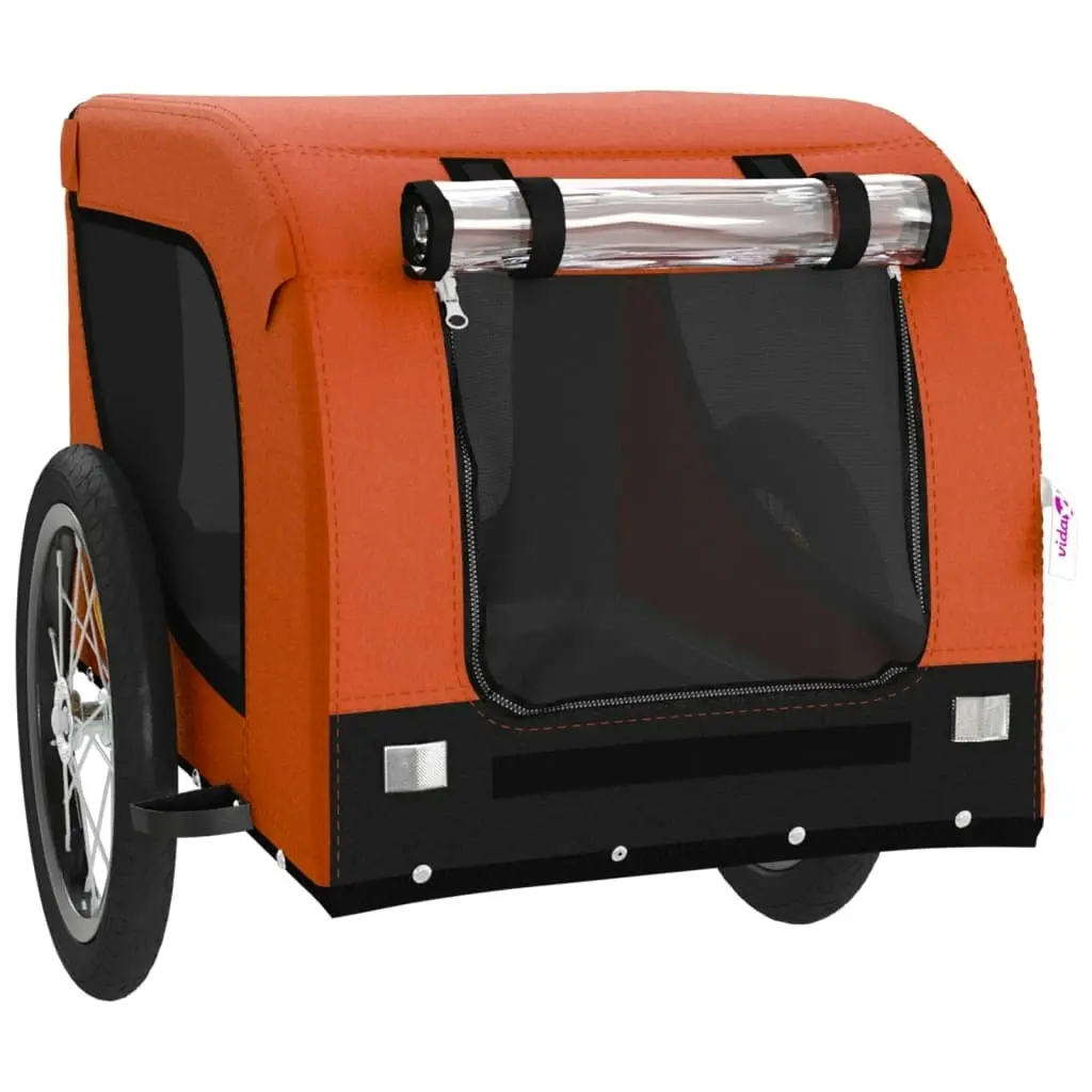 Pet Bike Trailer Orange and Black Oxford Fabric and Iron 93998