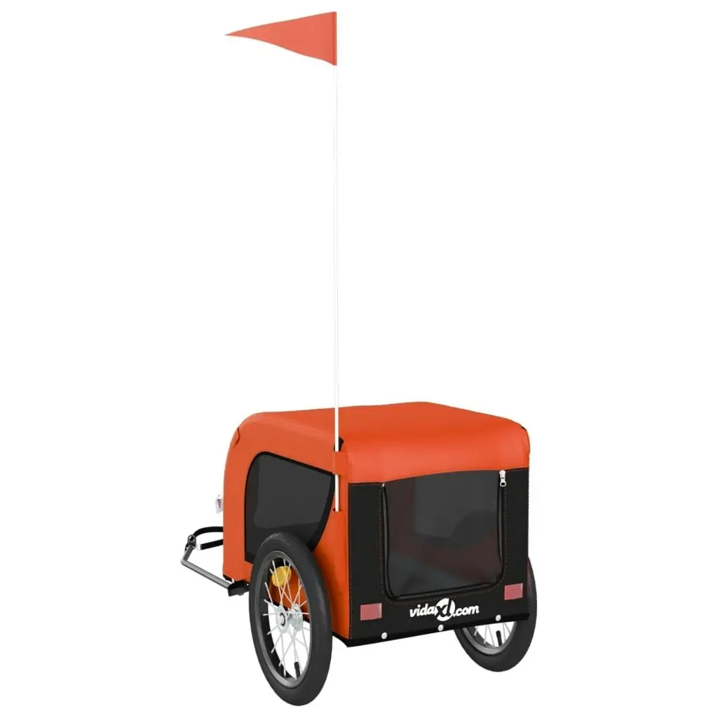 Pet Bike Trailer Orange and Black Oxford Fabric and Iron 93998