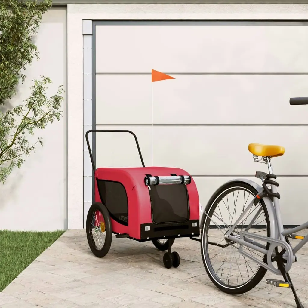 Pet Bike Trailer Red and Black Oxford Fabric and Iron 94027