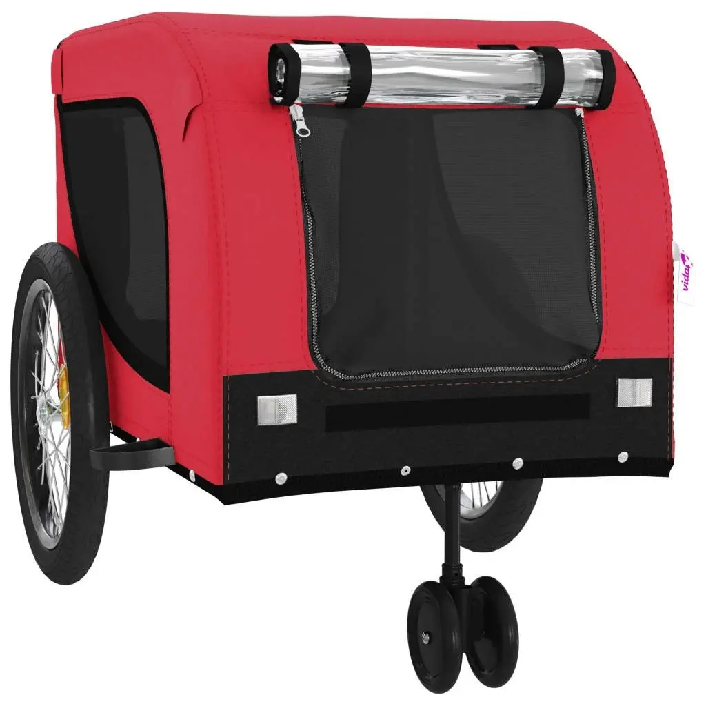 Pet Bike Trailer Red and Black Oxford Fabric and Iron 94027