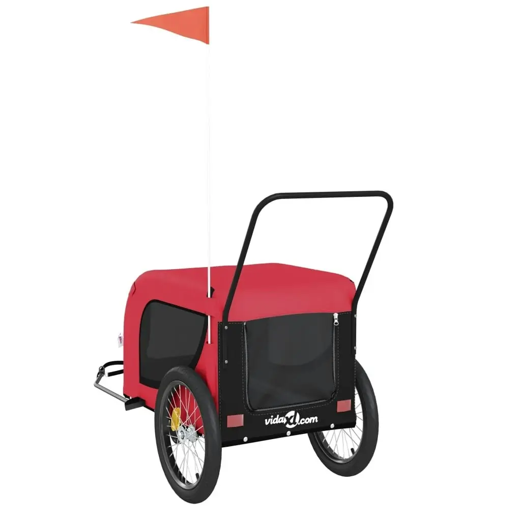 Pet Bike Trailer Red and Black Oxford Fabric and Iron 94027