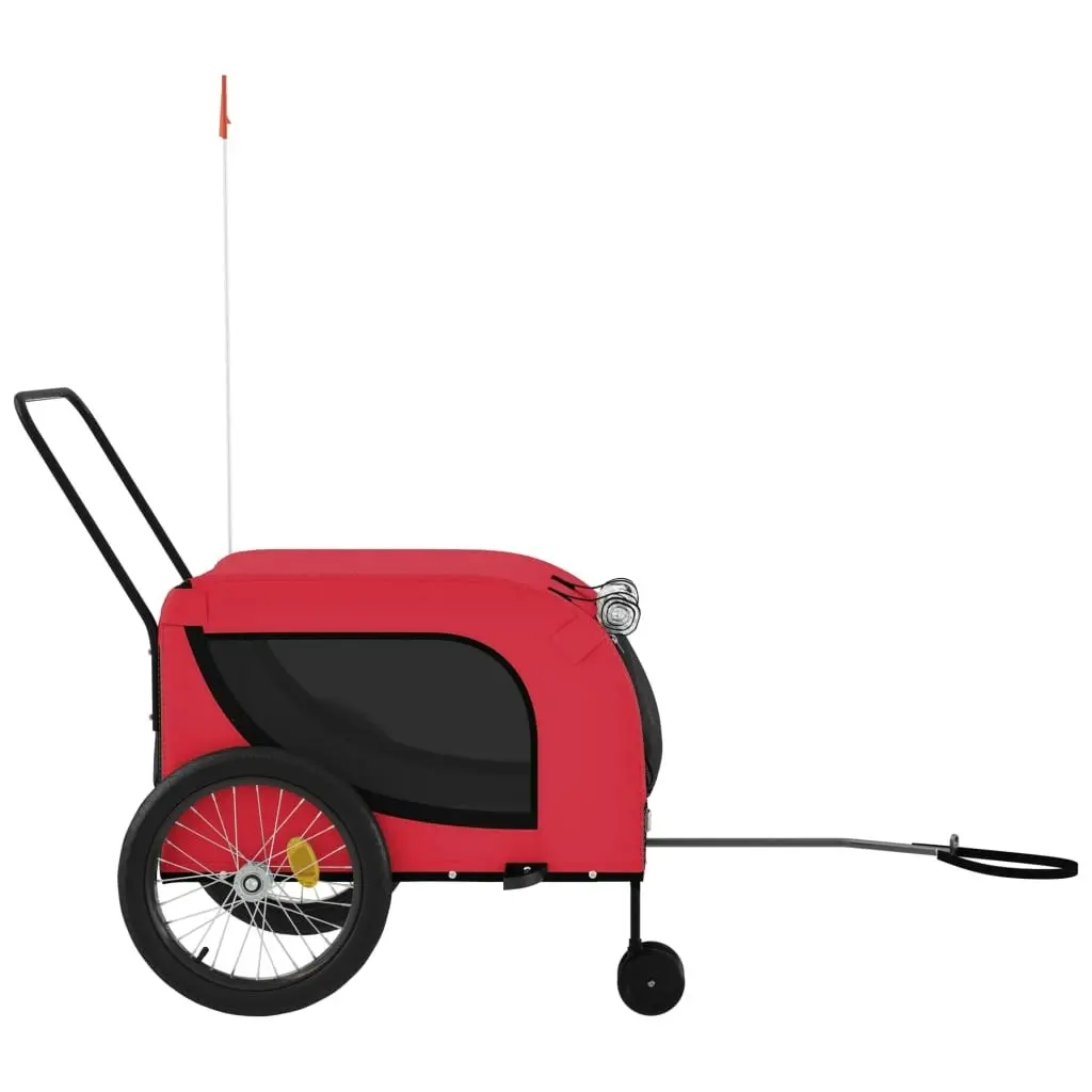 Pet Bike Trailer Red and Black Oxford Fabric and Iron 94027