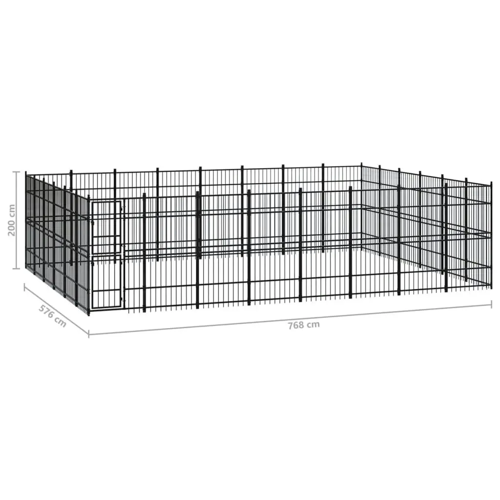 Outdoor Dog Kennel Steel 44.24 mÂ² 3097997