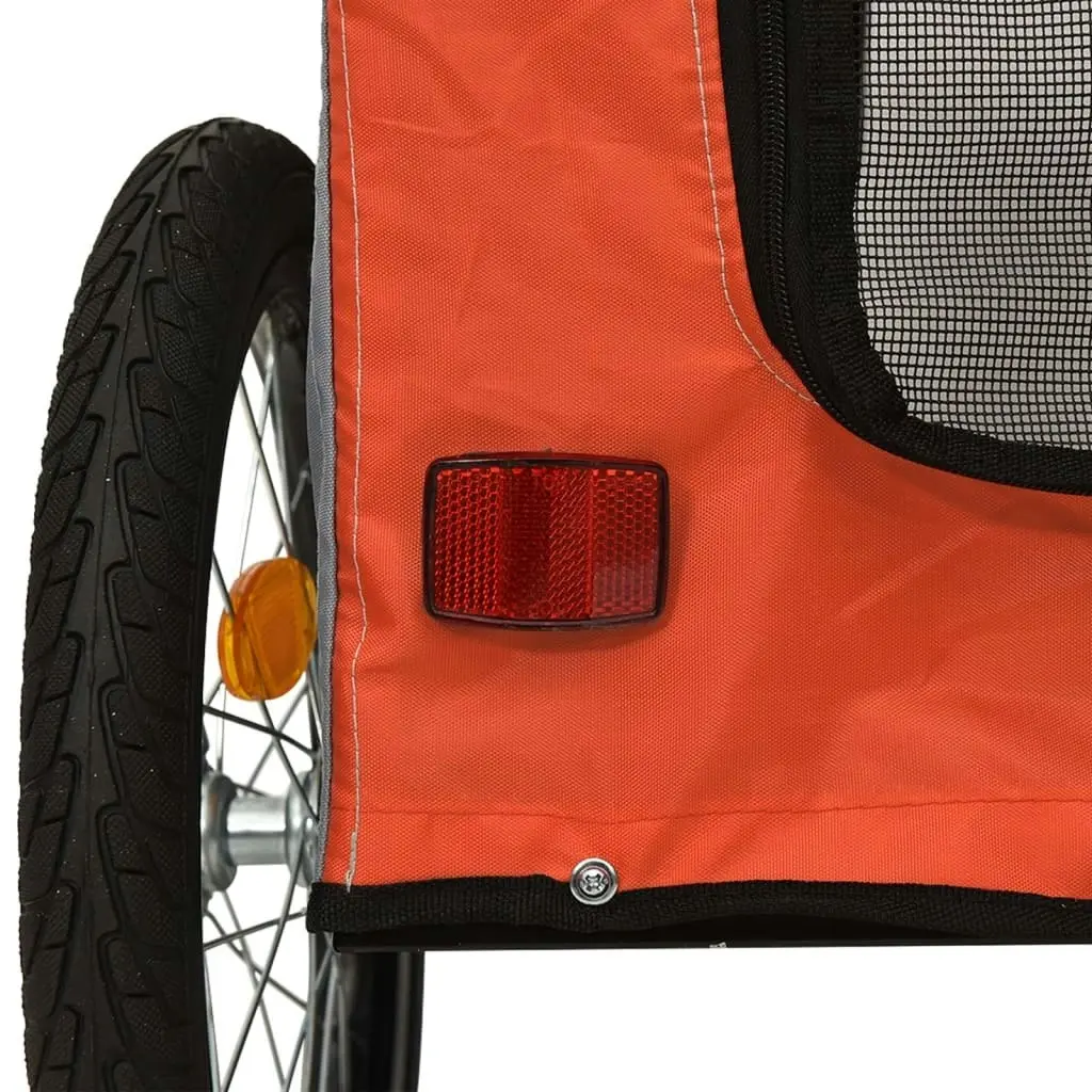 Pet Bike Trailer Orange and Grey Oxford Fabric and Iron 93858