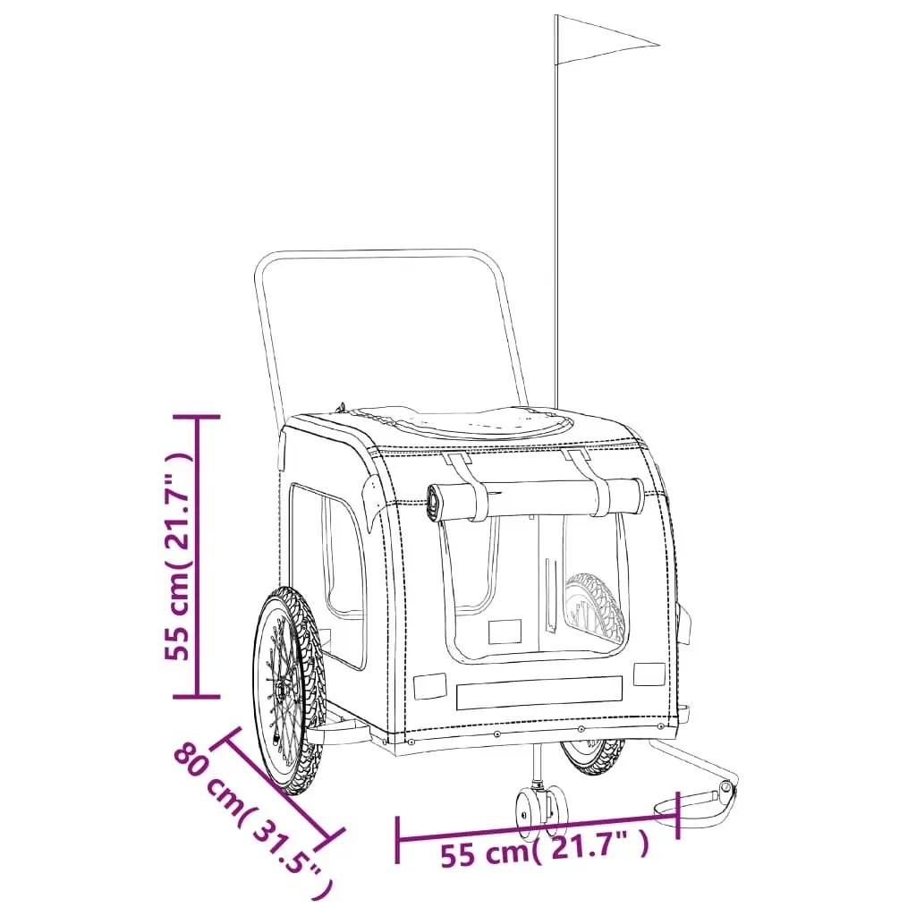 Pet Bike Trailer Orange and Grey Oxford Fabric and Iron 93858