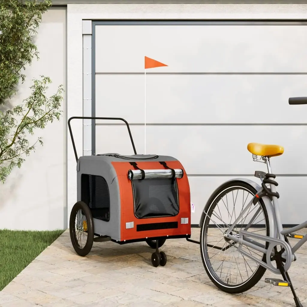 Pet Bike Trailer Orange and Grey Oxford Fabric and Iron 93858