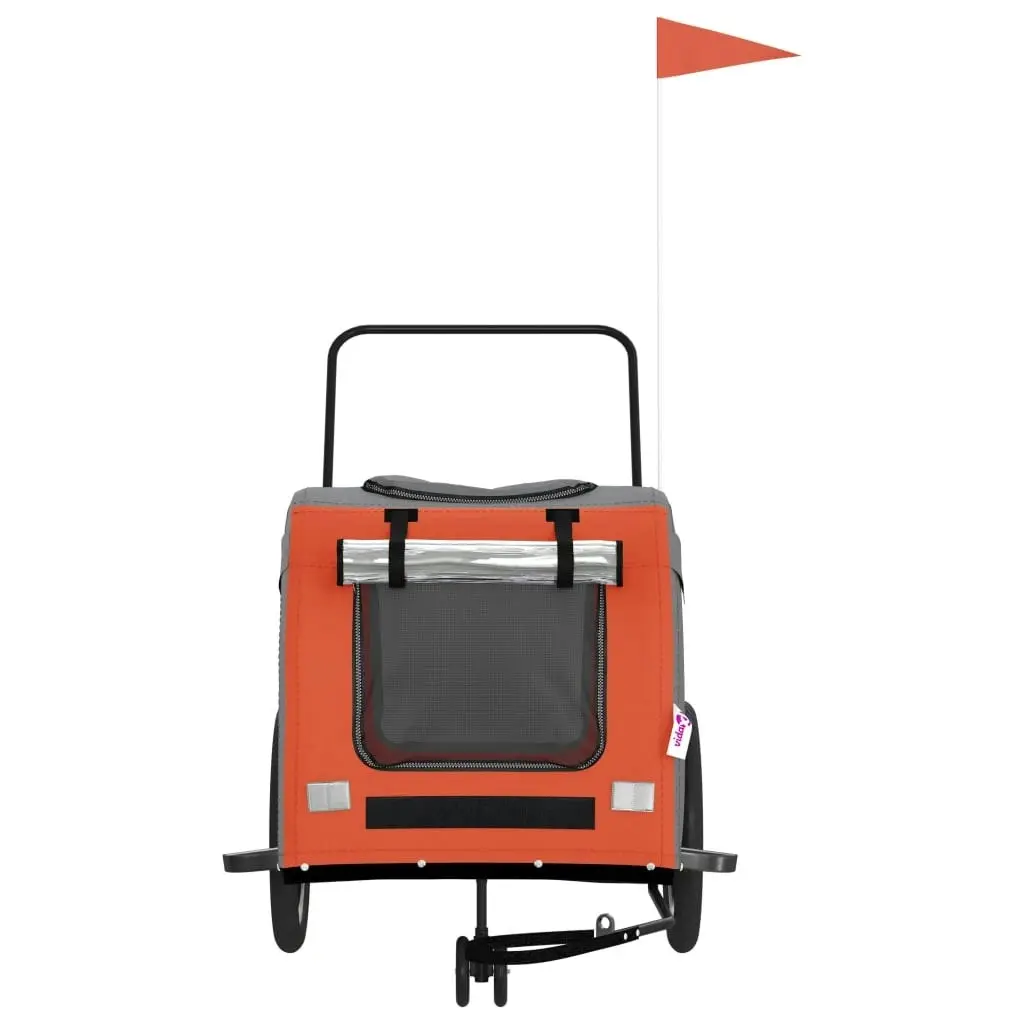 Pet Bike Trailer Orange and Grey Oxford Fabric and Iron 93858