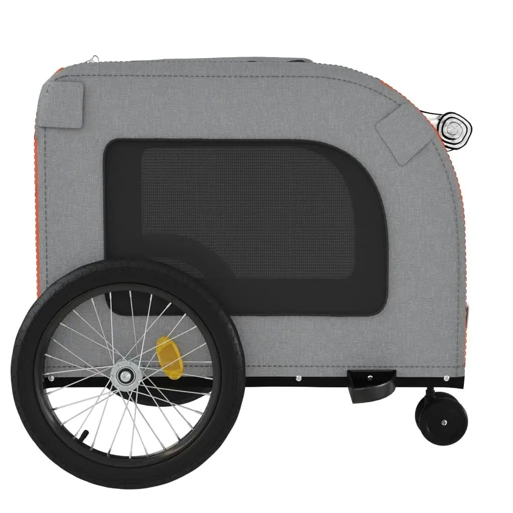 Pet Bike Trailer Orange and Grey Oxford Fabric and Iron 93858