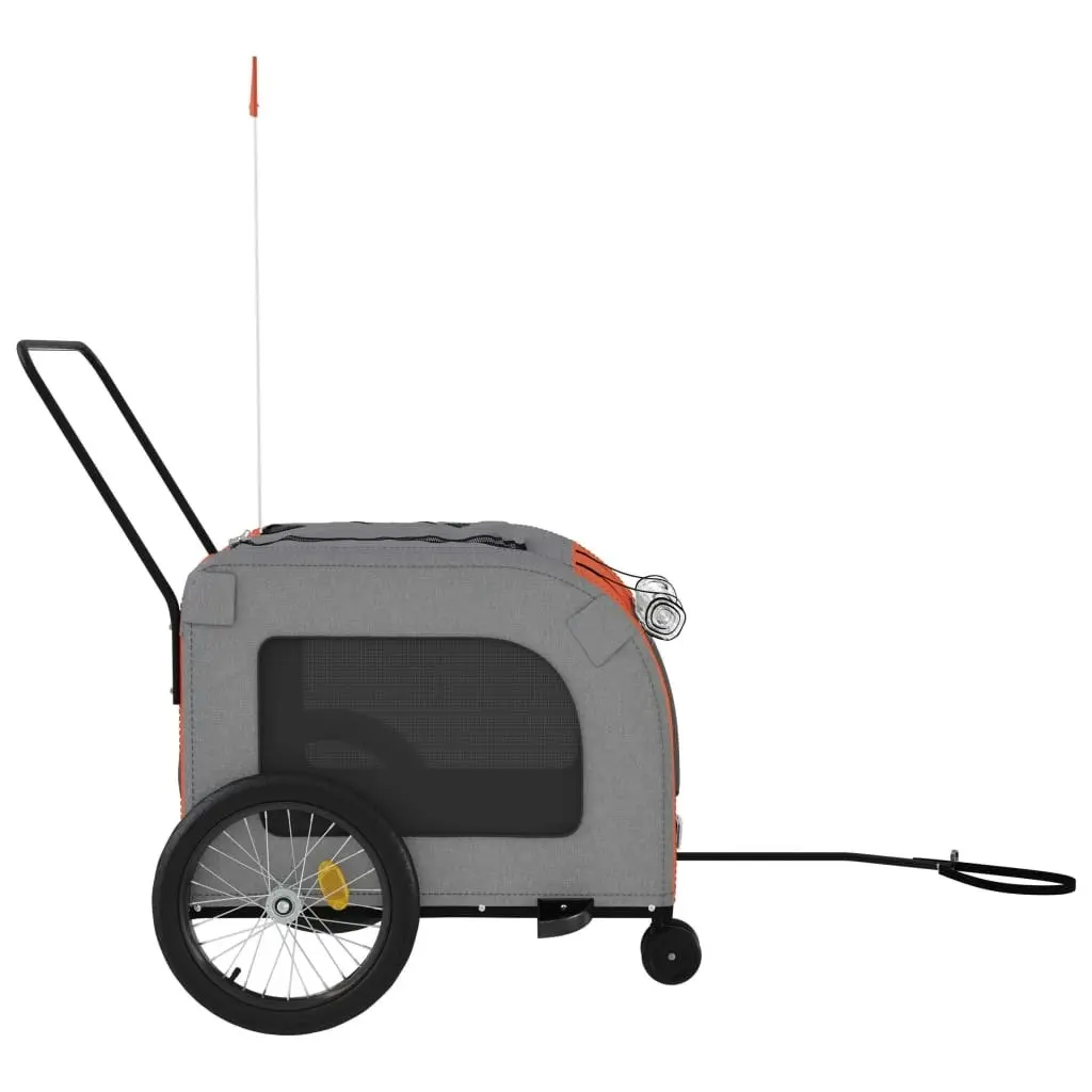 Pet Bike Trailer Orange and Grey Oxford Fabric and Iron 93858