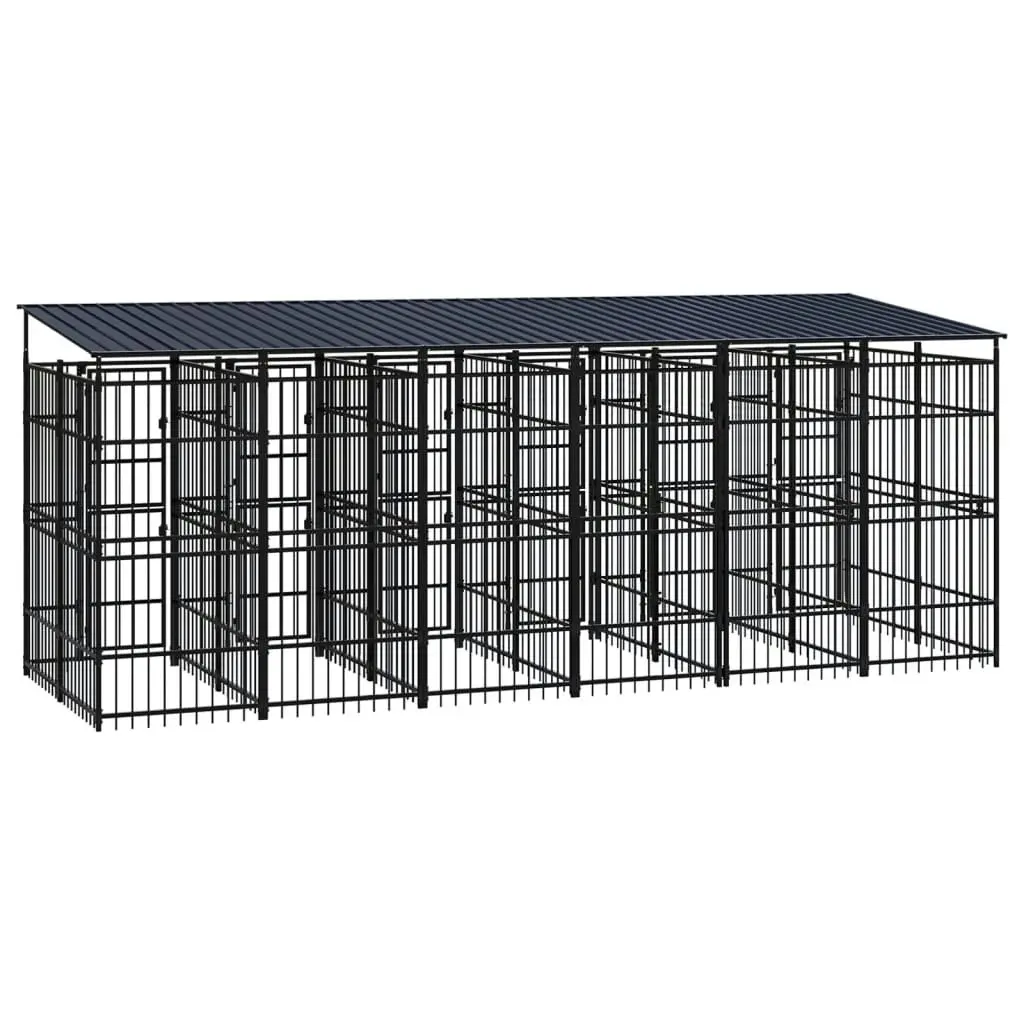 Outdoor Dog Kennel with Roof Steel 11.06 mÂ² 3097951