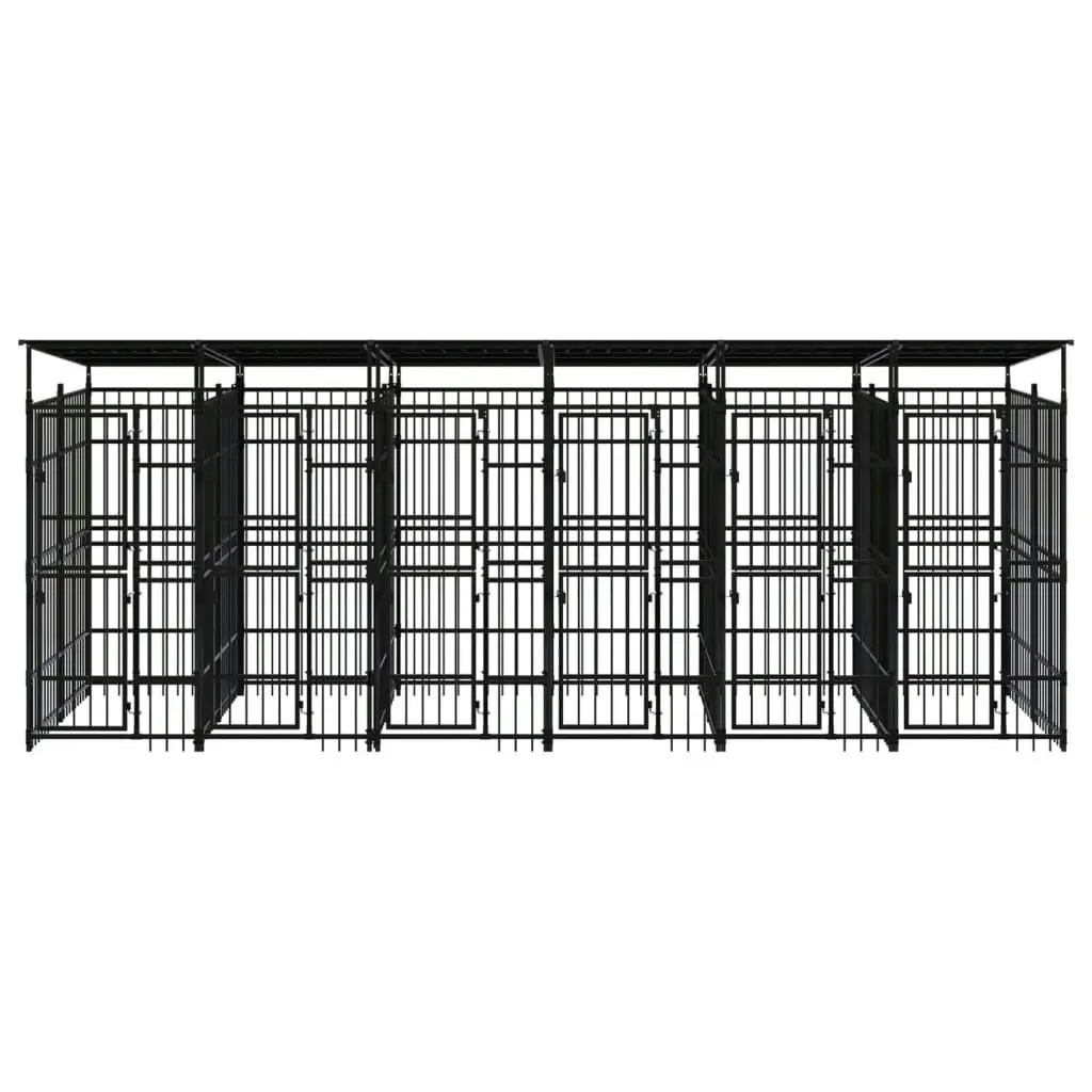 Outdoor Dog Kennel with Roof Steel 11.06 mÂ² 3097951