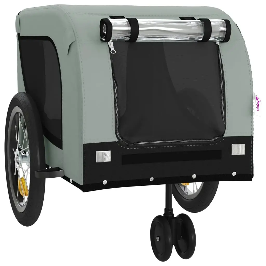 Pet Bike Trailer Grey and Black Oxford Fabric and Iron 94021