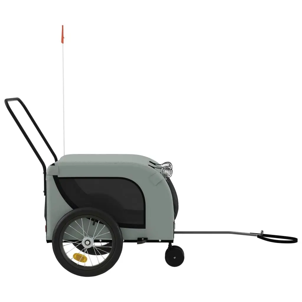 Pet Bike Trailer Grey and Black Oxford Fabric and Iron 94021