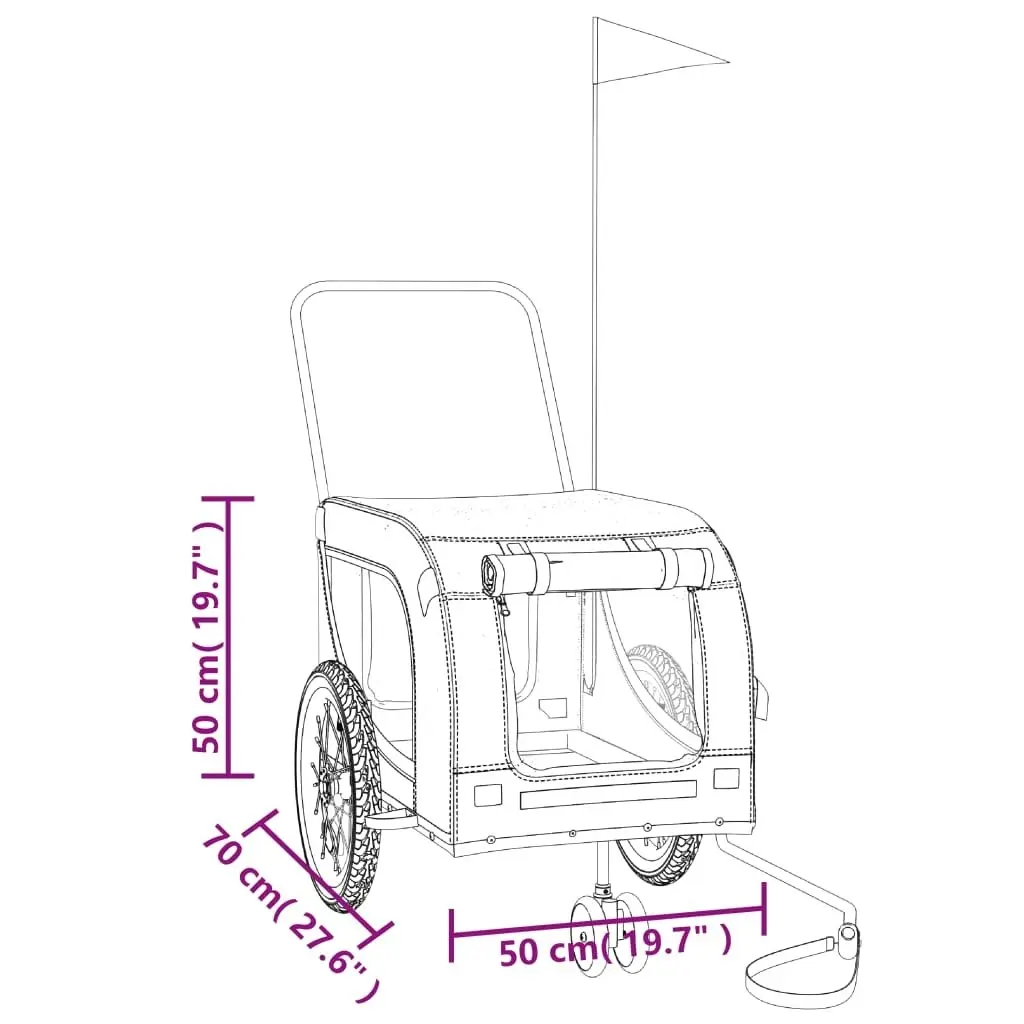 Pet Bike Trailer Grey and Black Oxford Fabric and Iron 94021