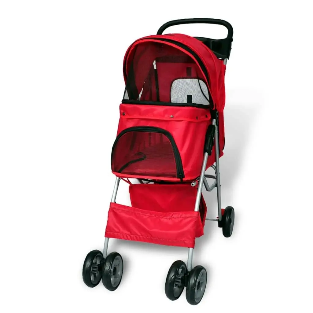 Pet Stroller Travel Carrier Red Folding 170055