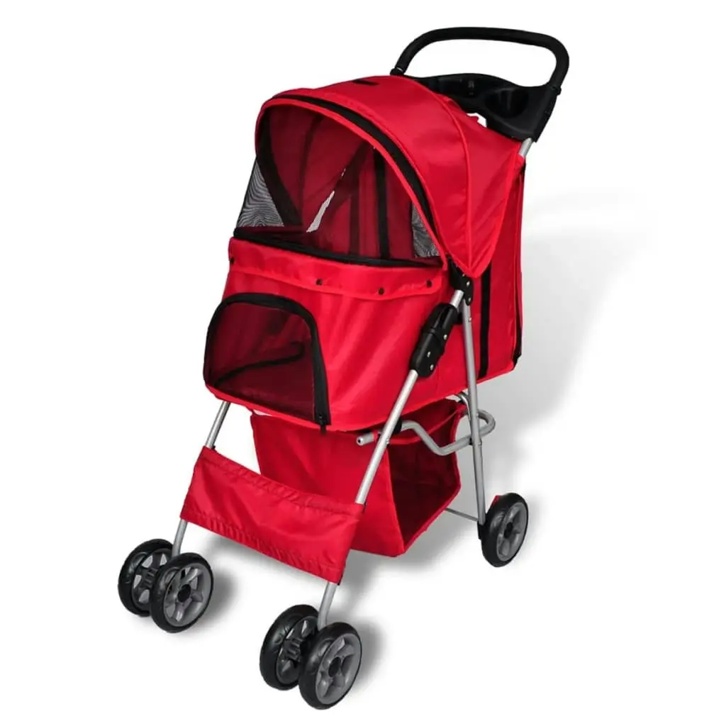 Pet Stroller Travel Carrier Red Folding 170055