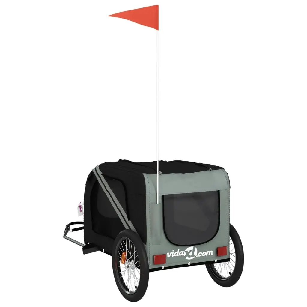 Pet Bike Trailer Black and Grey Oxford Fabric and Iron 93881