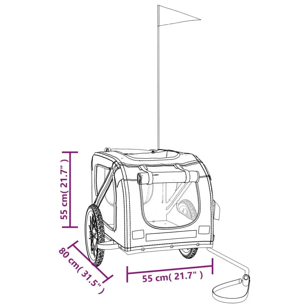 Pet Bike Trailer Black and Grey Oxford Fabric and Iron 93881