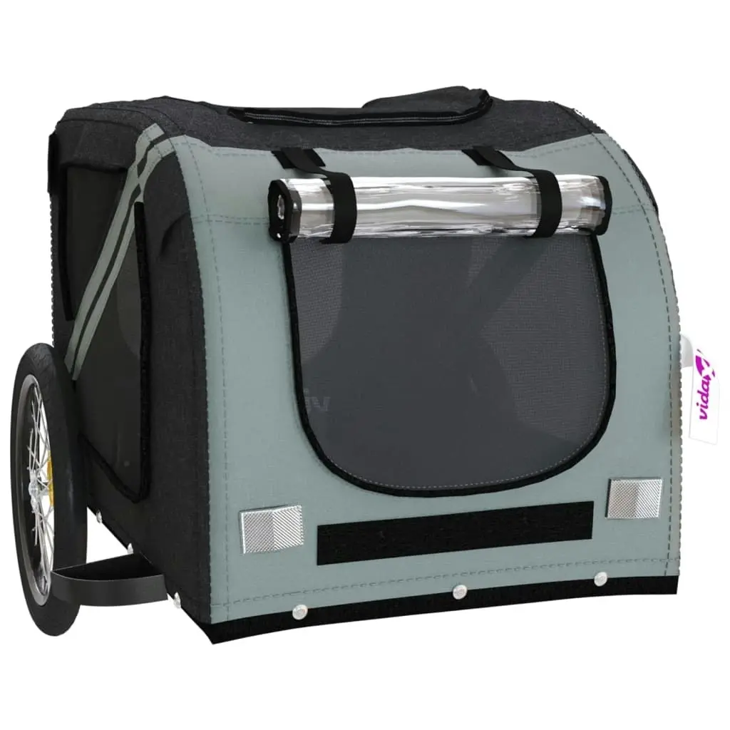 Pet Bike Trailer Black and Grey Oxford Fabric and Iron 93881