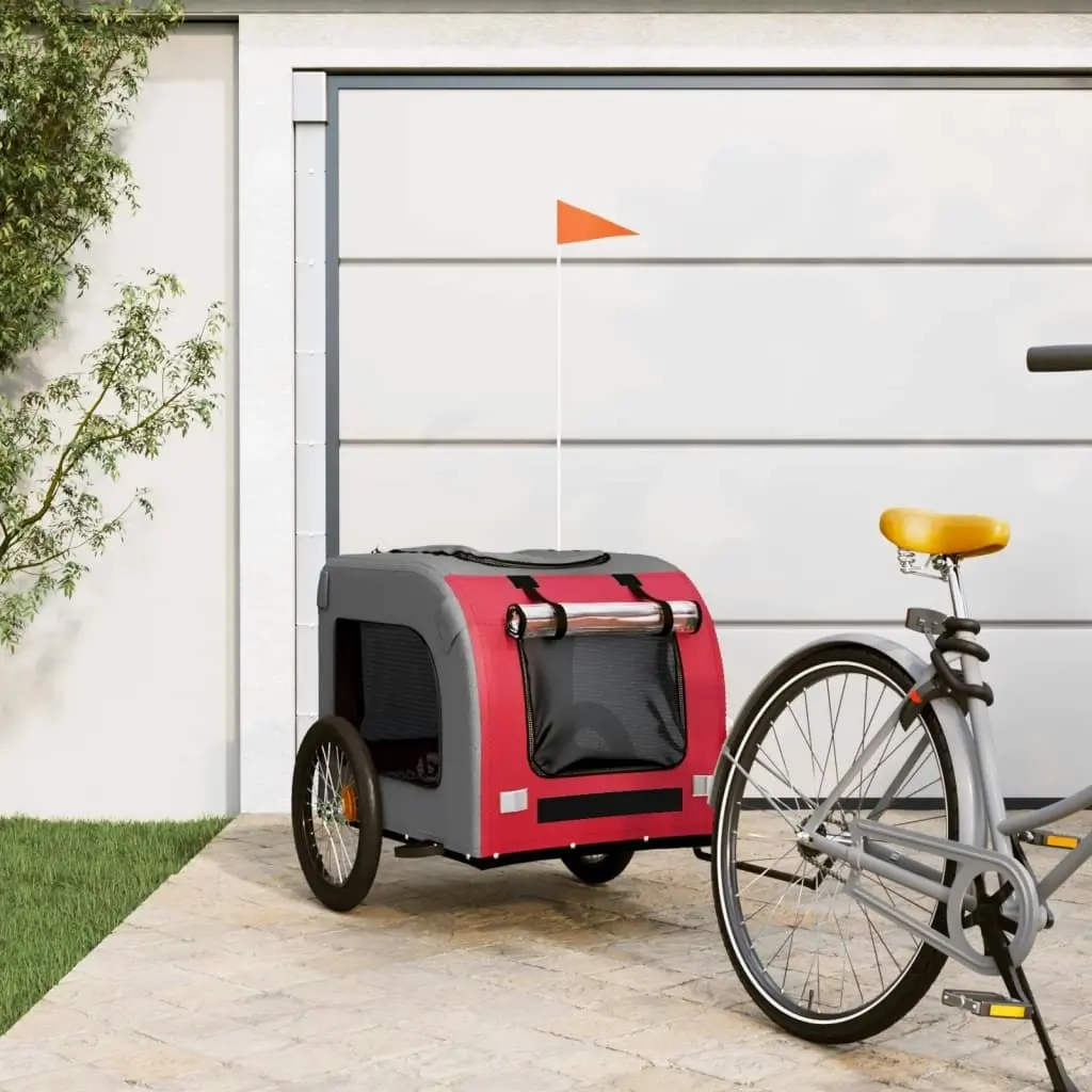 Pet Bike Trailer Red and Grey Oxford Fabric&Iron 93838