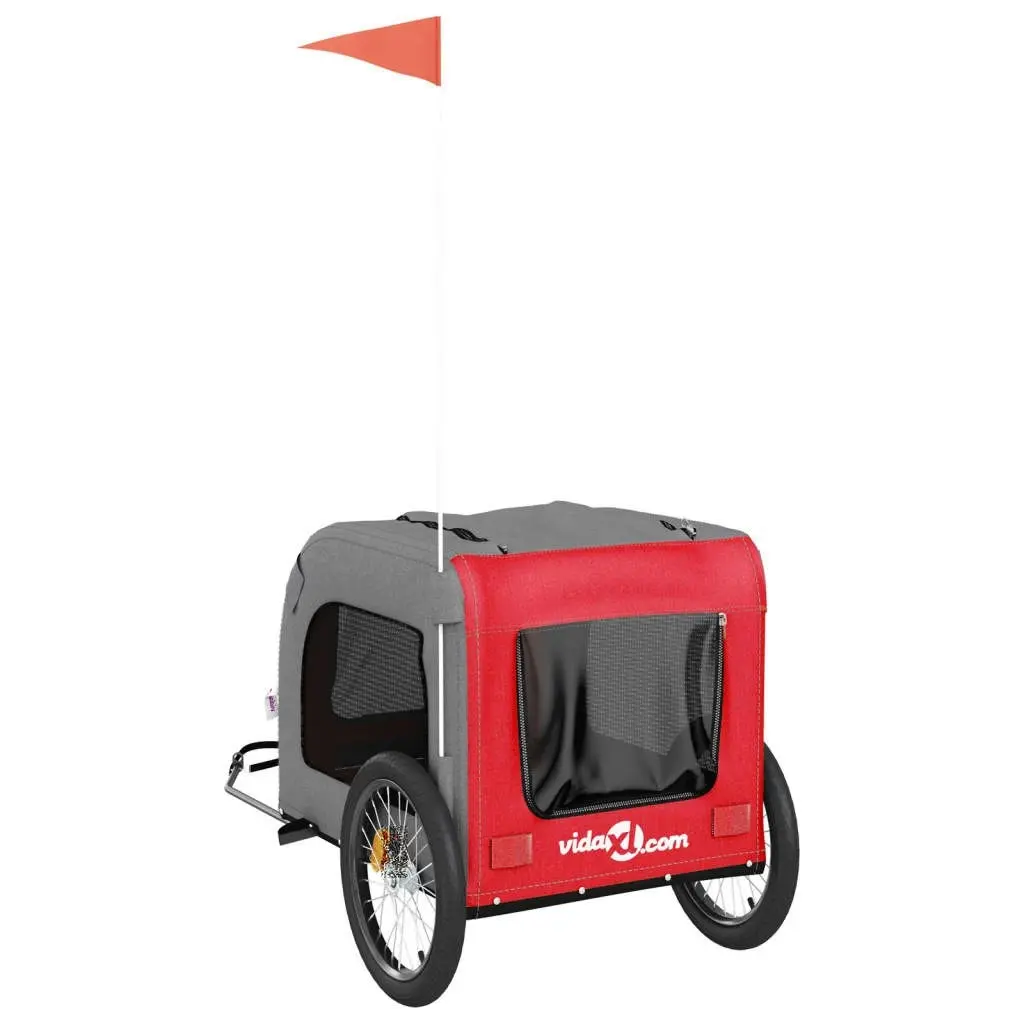 Pet Bike Trailer Red and Grey Oxford Fabric&Iron 93838