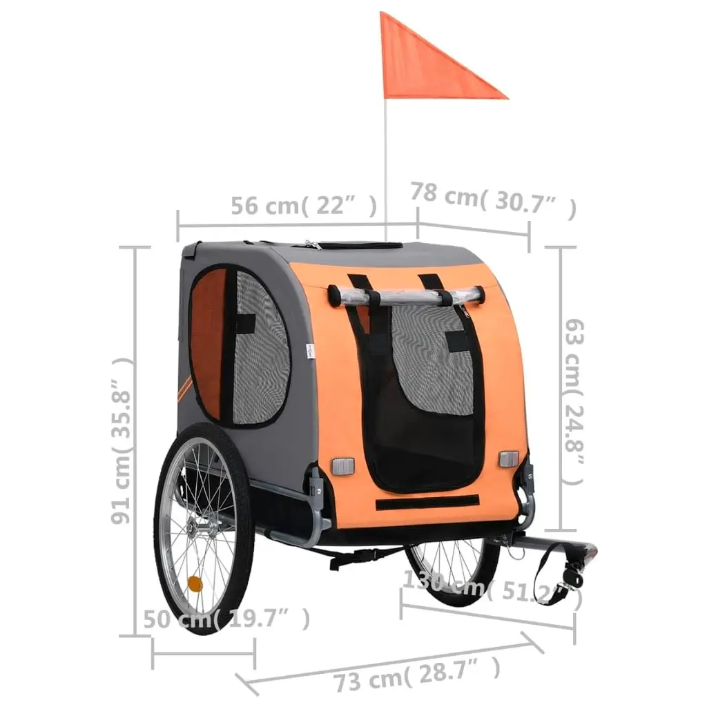 Pet Bike Trailer Orange and Grey 91767