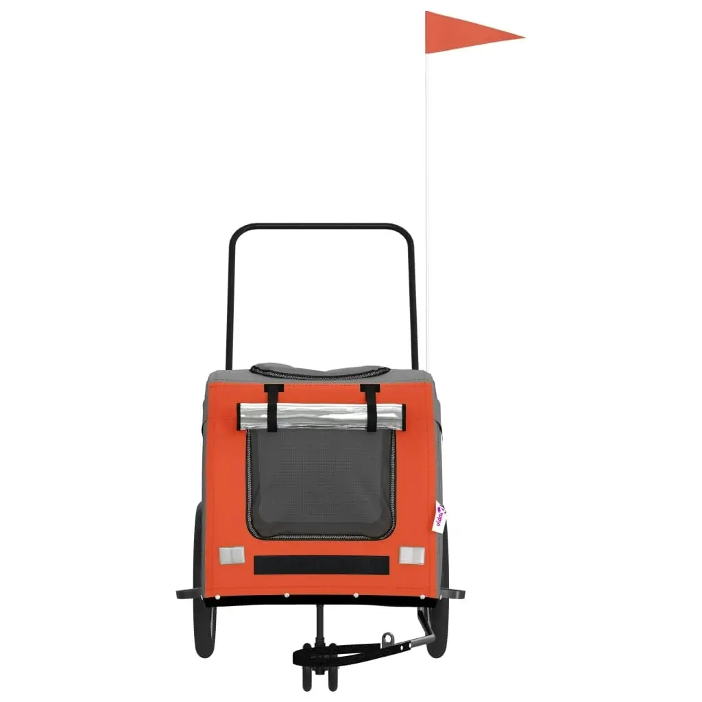 Pet Bike Trailer Orange and Grey Oxford Fabric and Iron 93851