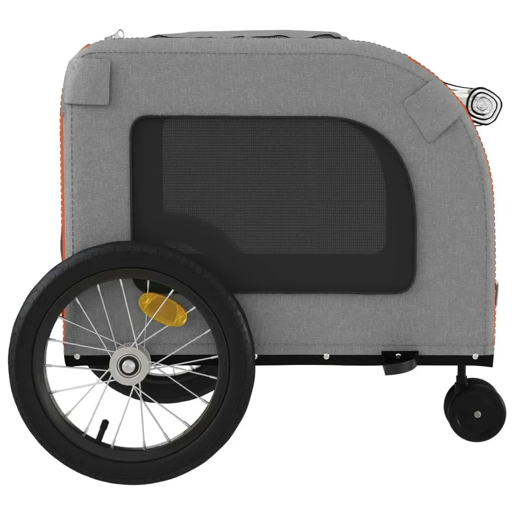 Pet Bike Trailer Orange and Grey Oxford Fabric and Iron 93851