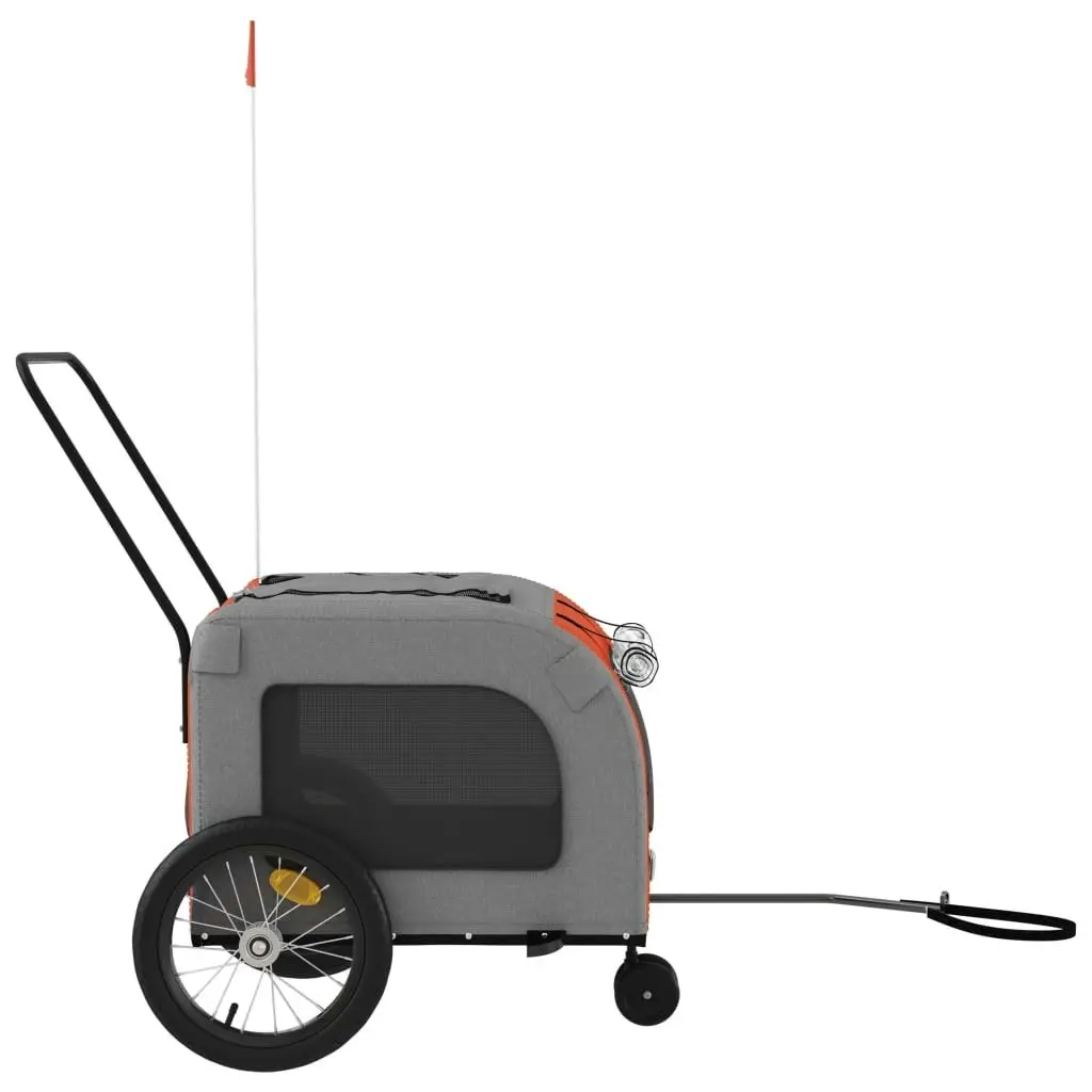 Pet Bike Trailer Orange and Grey Oxford Fabric and Iron 93851