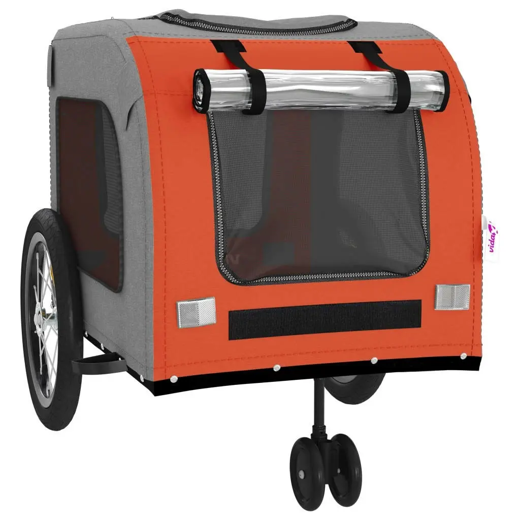 Pet Bike Trailer Orange and Grey Oxford Fabric and Iron 93851