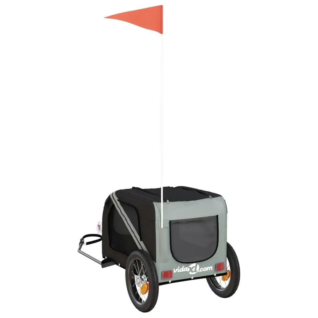 Pet Bike Trailer Grey and Black Oxford Fabric and Iron 93867